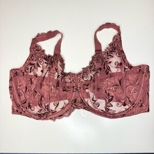 Soma Lace Embroidered Unlined Bra - Dusty Rose Size 40 DDD GUC